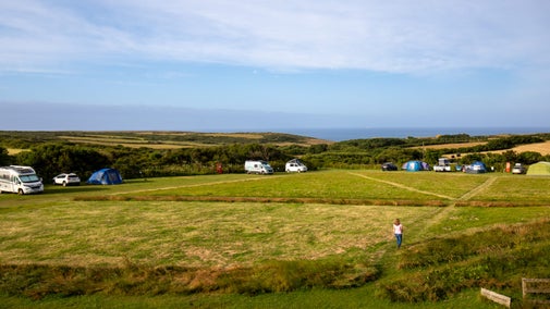 A view of the camping fields at Teneriffe Farm Campsite, Cornwall